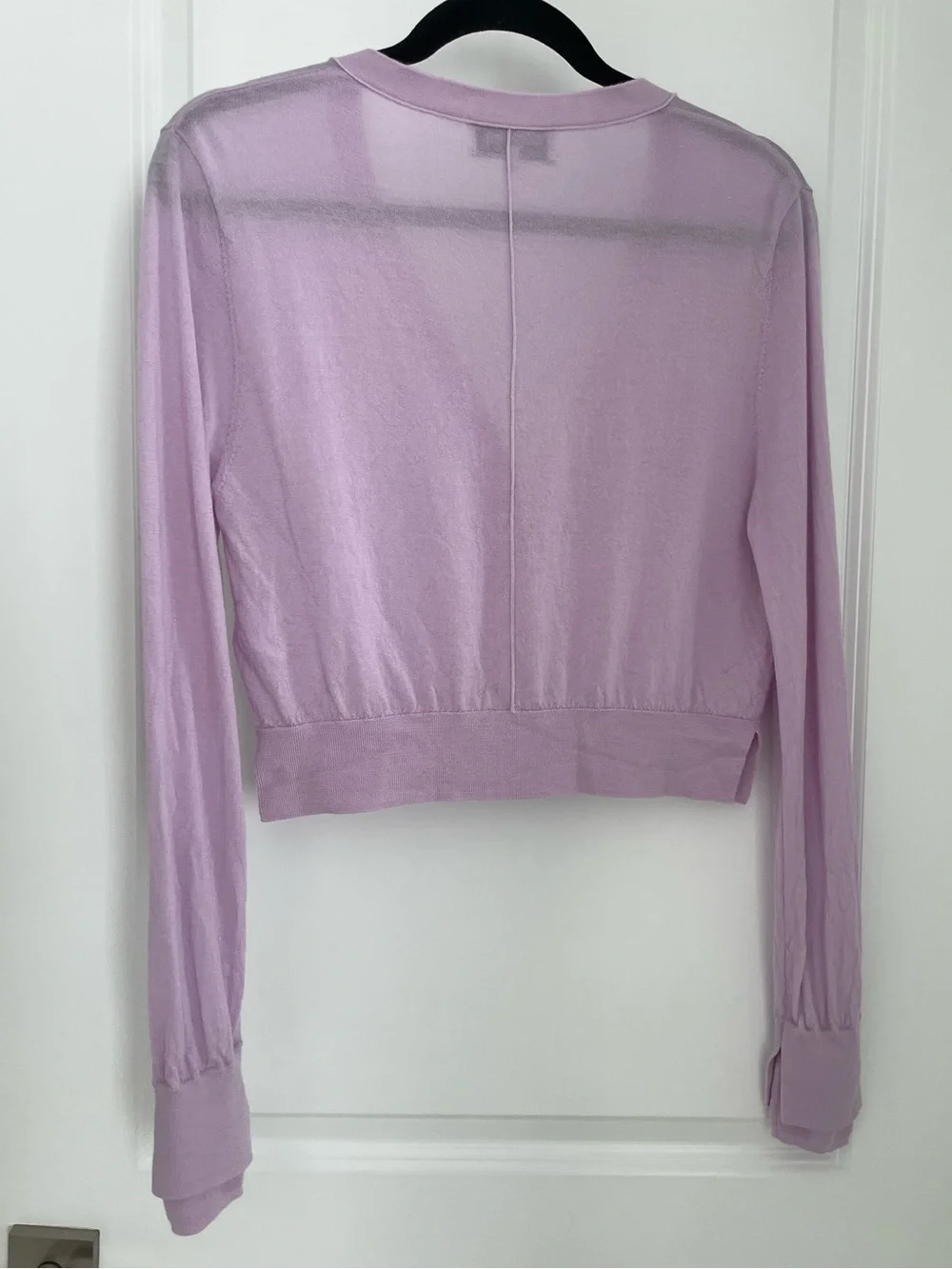 Saint Art Nixon Cropped Cardigan Merino Wool Womens Size Large Lilac.   21